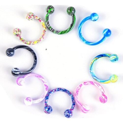 8 pcs/lot Charms Medical Nostril Titanium Multicolor Nose Hoop Nose Rings Clip On Nose Ring Body Fake Piercing Jewelry For Women