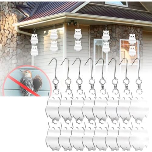 8PCS Reflective Bird Repellent Owl Shape Bird Scare Pendant for Window Outdoor Orchard Keeps Birds Away Double-sided _W