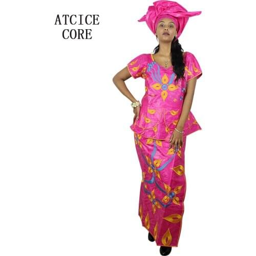African dresses for women NEW AFRICAN BAZIN RICHE EMBROIDERY DESIGN SHORT RAPPER WITH SCARF THREE PCS african clothes DP46