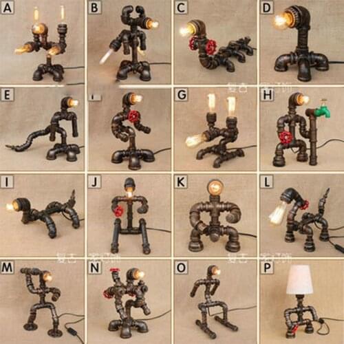 Robot series decorative water pipe Desk lamps Retro nostalgic bar atmosphere modern cafe decorative table lamp