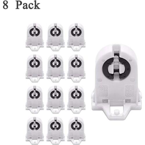 Screw Type T8 Lamp Holder 8 Pack Non-shunted Light Socket For LED Fluorescent Tube Replacements
