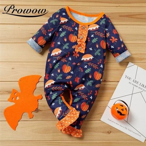 Prowow Pumpkin Baby Halloween Costume Long Sleeve Jumpsuit For Kids Newborn Girl Overalls Festival Babys Rompers Infant Outfits