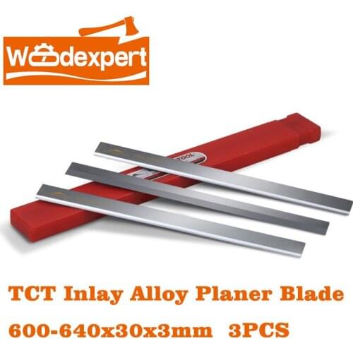 Carbide Planer Blade Inlay TCT Tungsten Cutting Knife forJointer Thickness&Surface Woodworking Machine-Length 600/610/630/640mm