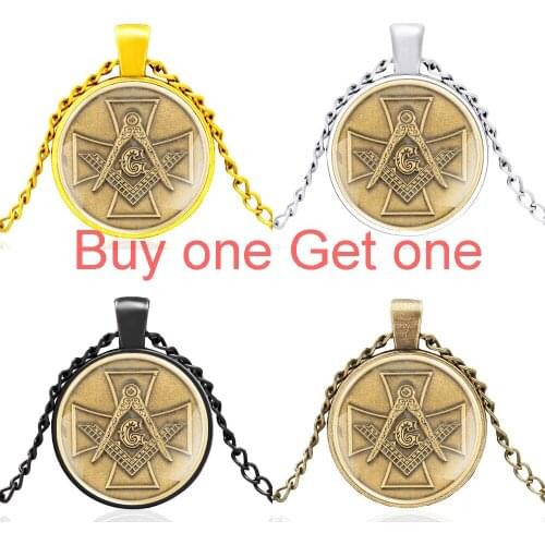 Classic Vintage Knights Templar Freemason Design Glass Dome Black Necklace Men Women Pendant Jewelry Accessories Gift
