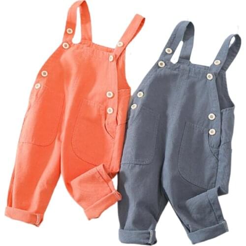 Baby Girls Jumpsuit Pocket Boys Casual Pants Korean Style 1-3Y Baby Autumn Jeans Overalls Infant Long Pant Kids Rompers 3 Color