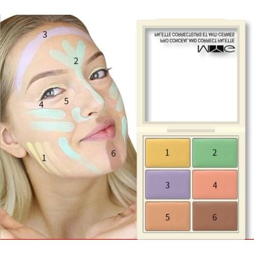 6 color Concealer dish repair and paste black eye socket acne print freckled red blood foundation cream
