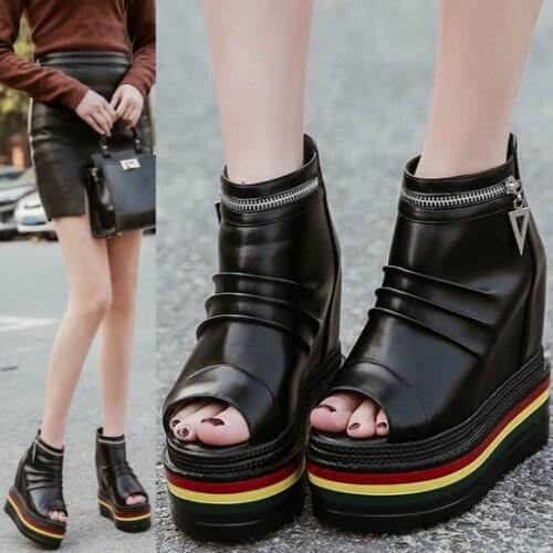 2019 European and American summer new ultra high with Roman sandals fashion waterproof platform slope with thick sandals