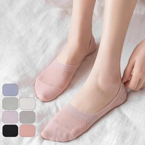 3 Pairs/Pack Summer Women Socks Cotton Solid Invisible Socks Silicone Non-slip Shallow Mouth Felmen Slipper Socks