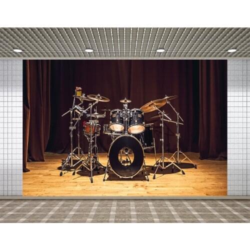Lyavshi Band Concert Photography Backdrop Music Drum Set Interior Backdrops Stage Wood Floor Photo Background