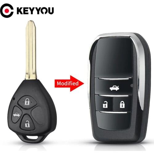 KEYYOU Modified Flip Remote Key Case For Toyota RAV4 Camry Hiac Corolla Hilux Fortuner Innova Key Shell Toy43 Blade 3 Button