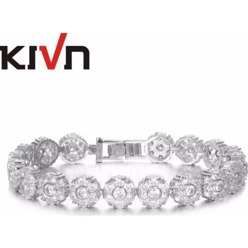 KIVN Fashion Jewelry Flower CZ Cubic Zirconia Bridal Wedding Bracelets for Womens Christmas Birthday Girls Mothers Day Gifts