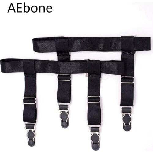 AEbone Sock Suspenders For Men Two Clip Socks Garter Black Elastic Suspensorio Sus01