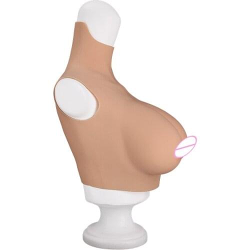 New High Collar Neck Fake Artificial Boob 6G Upgrade Realistic Silicone Breast Forms Crossdresser Shemale Transgender Drag Queen