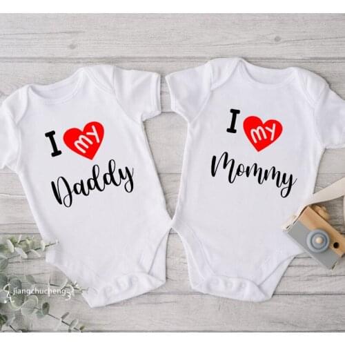 Newborn Baby Clothes I Love My Daddy Mommy Printed Baby Rompers Short Sleeve Girl Boy Clothing 100% Cotton Ropa Bebe Onesies