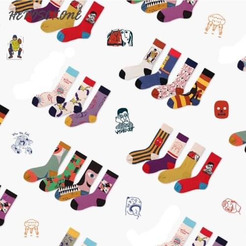 Autumn/Winter Hip Hop Streets Skateboard Tide Happy Funny Sock Creative Abstract Art Harajuku Socks Colorful Outdoor Unisex Sock