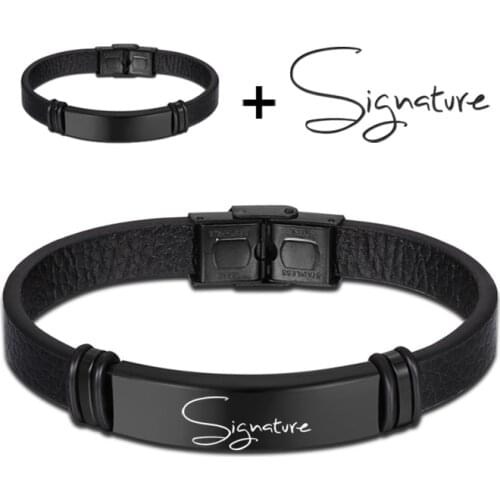 Personalized Customized Name Bracelets Engraved Your Signature Bracelet Titanium Steel ID Bangles For Mans Gift pulsera hombre