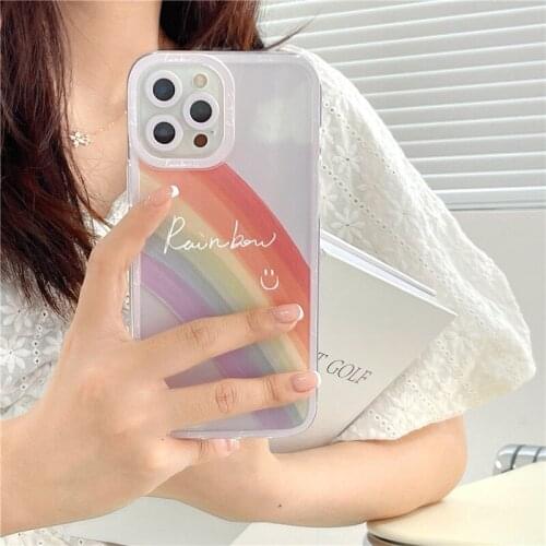 PINZHENG Rainbow Smiley Mobile Phone Case For iPhone 7Plus 8Plus Silicone Protective Cover For iPhone X XS XR 11 12 Pro Max Case