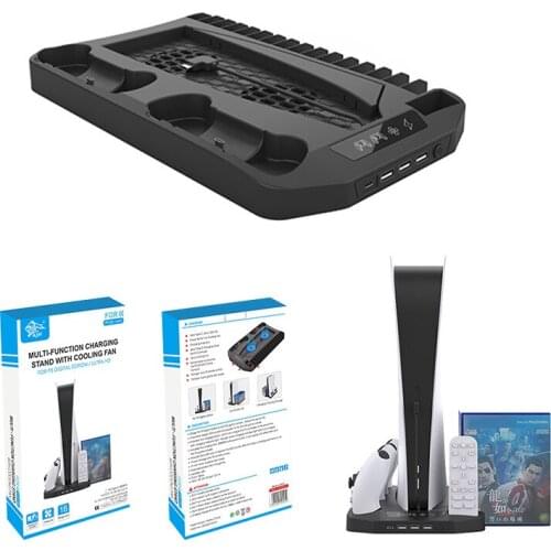 Charging Stand with Cooling fan for PS5 Console Bracket Controller Charging Dock Stand Holder Disc Storage Rack for PS5 Handle