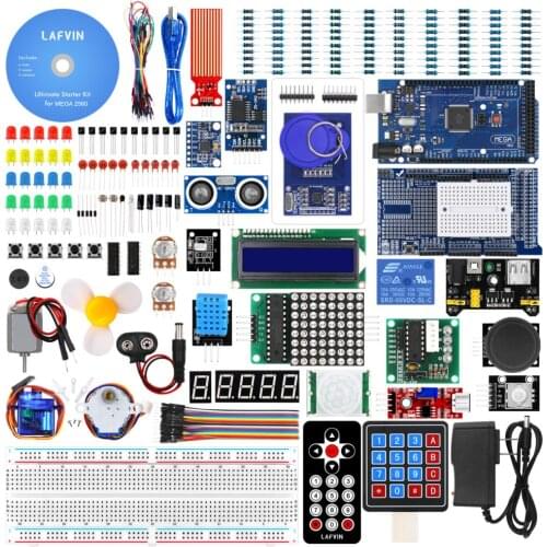 10set/Lot Mega 2560 Project Complete Starter Kit including LCD1602 IIC,Ultrasonic Sensor for Arduino with Tutorial