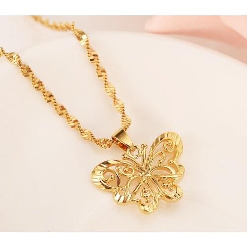 Gold Color African vintage butterfly Necklaces pendants Classic Slide pendant Jewelry Women girls Christmas gifts sweater chain
