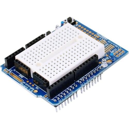 ProtoShield prototype expansion board with mini breadboard plug-in punch