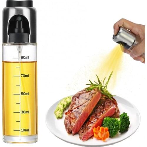 90ml Oil Sprayer Olive Oil Spray Bottle Food Grade Stainless Steel Kitchen Vinegar Dispenser with Cleaning Brush for Cooking