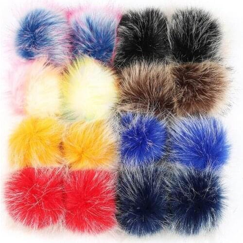 32Pcs/lot Chromatic Faux Fur 10cm/3.9inch Fluffy Pom Pom Ball with Elastic Loop KeyChain Accessories