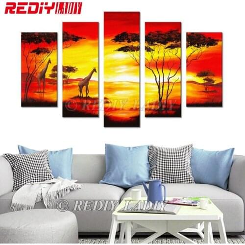REDIY LADIY Diamond Painting Triptych Diamond Embroidery Crystal Modular Picture Sunset Africa Wall Art Multi Picture Home Decor