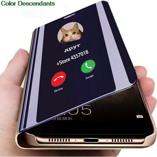 Luxury Plating Smart Mirror Case for Huawei Honor 7C AUM-L41 5.7" Flip Phone Cover Cases for Huawei Honor 7C Pro LND-L29 5.99"