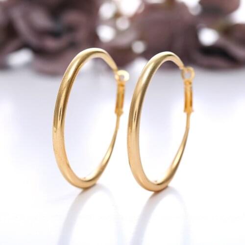Earrings For Women Punk Rock Hiphop Minimalist Thick Tube Big Gold Alloy Round Smooth Circle Hoop Earring Кольцо Женское