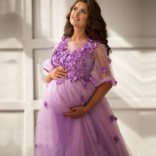 Pregnant Wedding Dress Princess Half Sleeve Wedding Gown Mother Daughter Dress Wedding Plus Size Eightree 3D Flower Appliques