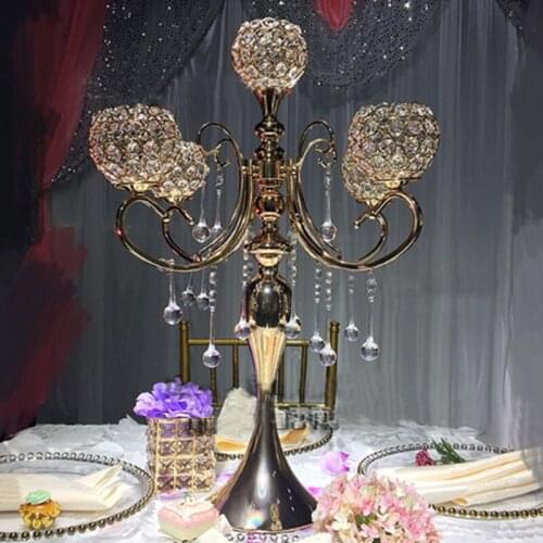 Wedding decoration table centerpieces 5 arms Crystal Candelabra candle holder candelabrum with crystal drops