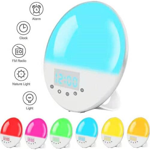 WiFi Smart Wake Up Light Alarm Clock 7-Color Sunrise Sunset Smart Life by Tuya APP ZigBee FM Radio Works with Alexa Google Home