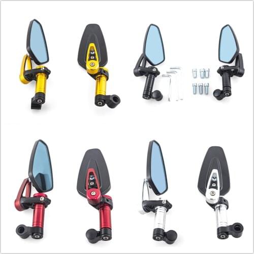 Universal CNC Aluminum Motorcycle Handlebar Rear View Mirrors Blue Anti-glare Convex Mirror for Honda Yamaha Suzuki Scooter