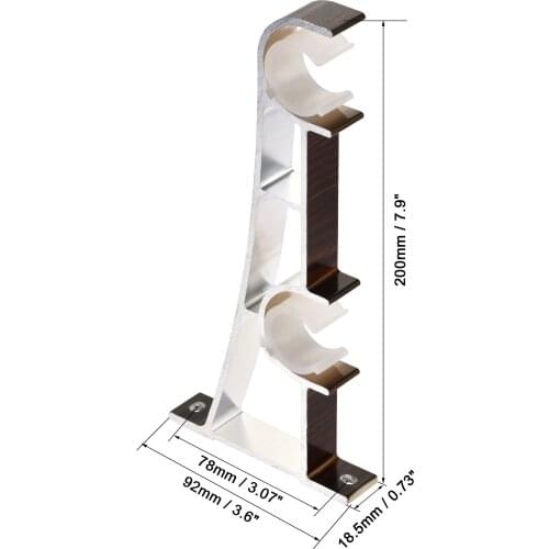 Uxcell Curtain Rod Bracket, 4pcs Fit for 1" Dia. Drapery Rod Aluminum Alloy Holder Brackets, 7.9" Long Black with Screws