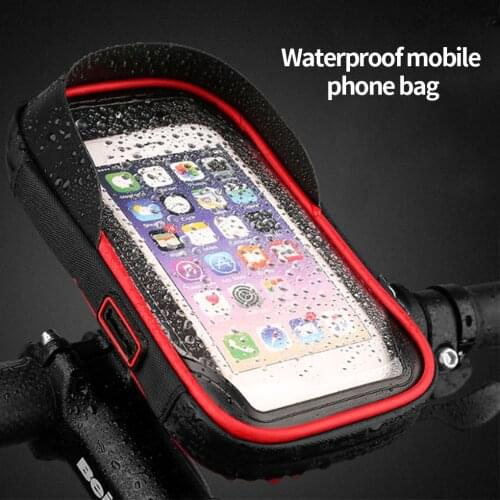 Waterproof 6.4 inch Bicycle Phone Holder Stand Motorcycle Handlebar Mount Bag Cases Universal Bike Scooter Cell Phone Bracket