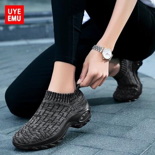 UYEEMU Rocking Shoes Womens Summer 2021 New Thick-Soled One-Step Socks Leisure Travel And Walking Running Shoes Size 35-40 1872