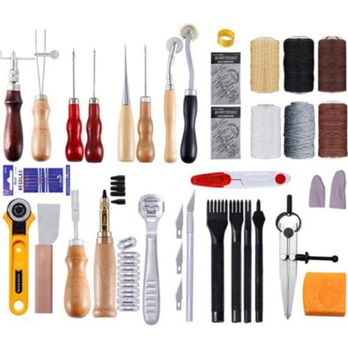 29pcs/set Professional Leather Craft Tools Kit Home Hand Sewing Stitching Punch Carving Work Saddle Leathercraft Accessories