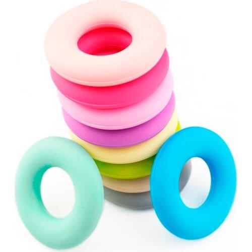 Sutoyuen 5pc Silicone Rings Food Grade Donut Silicone Teether Chewable Nursing Round Beads Diy Jewelry Necklace Toy Baby Teether