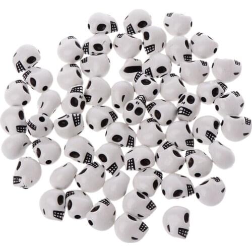 60Pcs/Bag Skull Head Loose Beads for Bracelet Necklace DIY Making Charm Jewelry Crafts