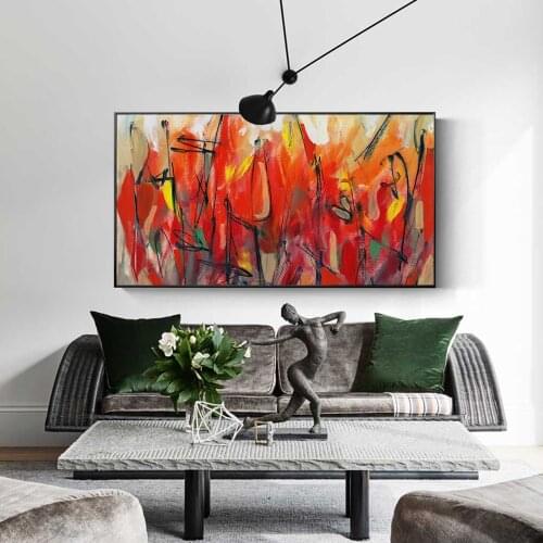 Abstract Flowers Wall Art Canvas Paintings Home Decor Red Color Flowers Modern Wall Posters And Prints For Living Room Cuadros