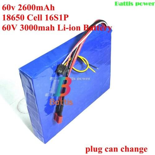 60v 2600mAh 156wh 18650 Cell 16S1P 60V 3000mah 180wh Li-ion Battery Pack for Electric Wheelbarrow Scooter Unicycles Skateboard