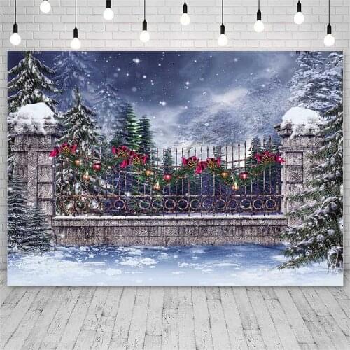 Avezano Backdrops Winter Christmas Snowflake Garden Lights Bell Bow Decoration Banner Photography Backgrounds Photo Studio Props