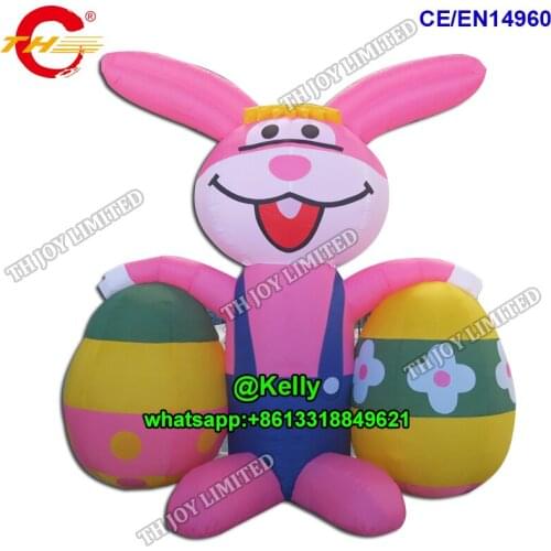 Free air shipping happy Easter Big Inflatable Rabbit bunny, Giant Decorative Inflatable Rabbit Model With Easter Eggs for sale