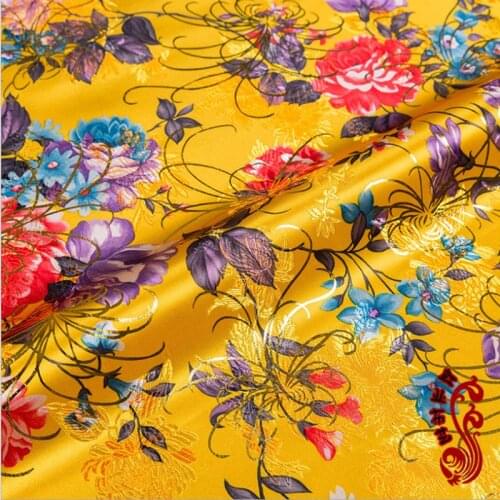 Bronzed Peony Satin Fabric Handicraft Materials Jacquard Brocade Fabric For Diy Bag Or Dress TJ0522