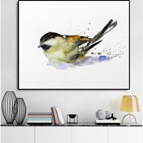 Chickadee Watercolor Birds Motivational Wall Art Canvas Minimalist Posters Prints Painting Wall Pictures For Bedroom Home Decor