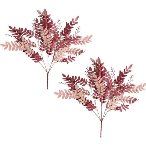 Flower Artifical Simulation Flowers Plant Aritifcal Wicker Wedding Decoration Greenery Restaurant 2pcs Party Garden Locust Leaf