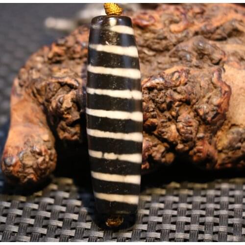 Power Energy Tibetan Old Agate Vertically Line Healer dZi Bead Amulet Pendant Aa Timestown UPD22