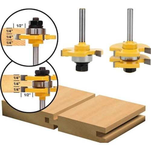 NO.1-10 Milling Cutter for Wood 1/4'' Shank Tongue Groove Router Bits Drilling Milling Carving Set Floor Woodworking Hot Sale