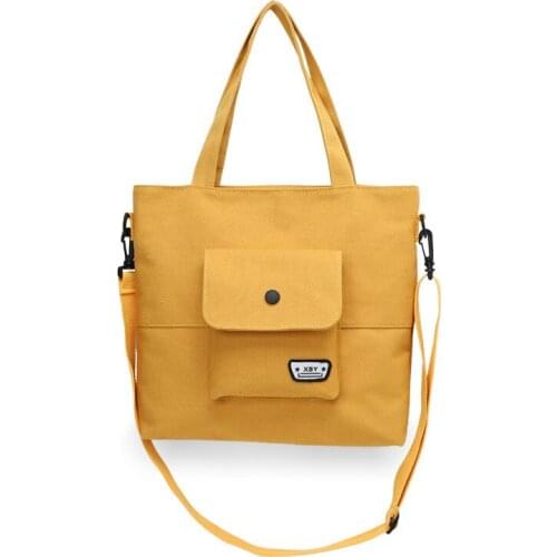 Color Block Canvas Women Shoulder Bag Cotton Tote Shopper Bag Hasp Pocket Cloth Eco Reusable Shopping Bag Handbag Square Bag